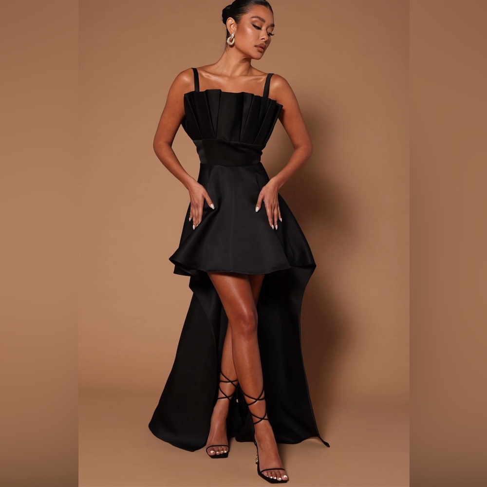 Elegant Black High Low Dress